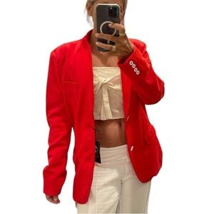 Soho Collection Red Cotton Blend Blazer.Size 48=M